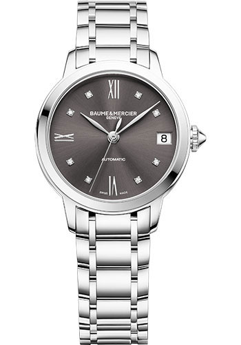Baume & Mercier Classima Automatic Watch - Diamond-Set - 31 mm Steel Case - Diamond Anthracite Dial - Steel Bracelet