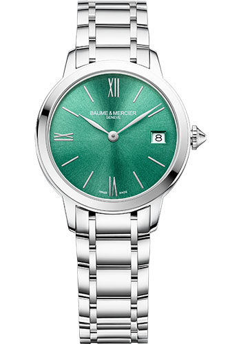 Baume & Mercier Classima Quartz Watch - Date Display - 31 mm Steel Case - Green Dial - Steel Bracelet