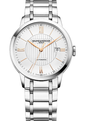 Baume & Mercier Classima Automatic Watch - Date Display - 40 mm Steel Case - Silver Dial - Steel Bracelet