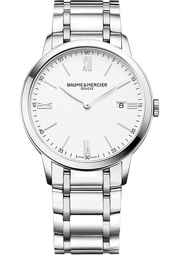 Baume & Mercier Classima Quartz Watch - Date Display - 40 mm Steel Case - White Dial - Steel Bracelet