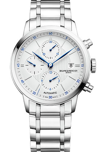 Baume & Mercier Classima Automatic Watch - Chronograph - 42 mm Steel Case - Silver Dial - Steel Bracelet