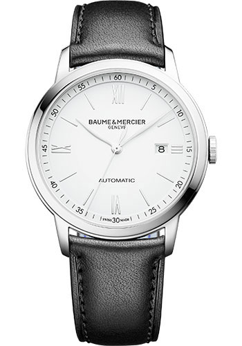 Baume & Mercier Classima Automatic Watch - Date Display - 42 mm Steel Case - White Dial