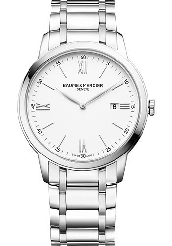 Baume & Mercier Classima Quartz Watch - Date Display - 42 mm Steel Case - White Dial - Steel Bracelet