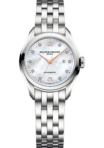 Baume & Mercier Clifton Automatic Watch - Date - Diamond-Set - 31 mm Steel Case - Diamond Mother-Of-Pearl Dial - Steel Bracelet