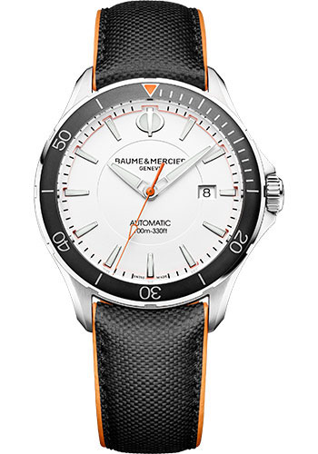 Baume & Mercier Clifton Club Automatic Watch - Date Display - 42 mm Steel Case - White Dial