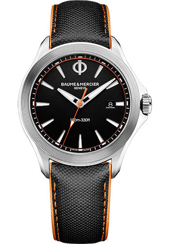 Baume & Mercier Clifton Club Quartz Watch - Date Display - 42 mm Steel Case - Black Dial