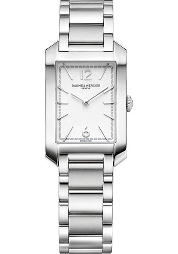 Baume & Mercier Hampton Quartz Watch - 35 x 22 mm Steel Case - Silver Dial - Steel Bracelet