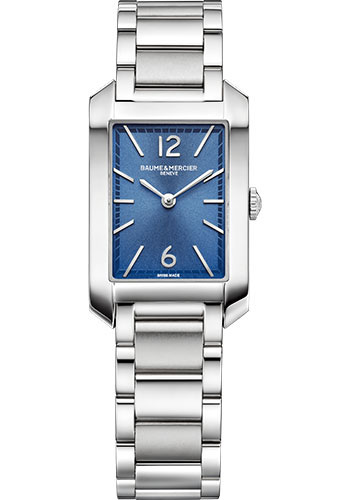 Baume & Mercier Hampton Quartz Watch - 35 x 22 mm Steel Case - Blue Dial - Steel Bracelet
