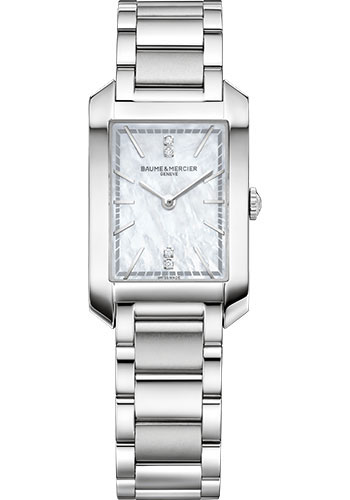 Baume & Mercier Hampton Quartz Watch - Diamond-Set - Mother-of-Pearl - 35 x 22 mm Steel Case - Diamond White Mother-Of-Pearl Dial - Steel Bracelet