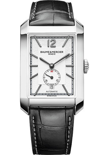 Baume & Mercier Hampton Automatic Watch - Small Seconds - 48 x 31 mm Steel Case - Silver Dial - Black Alligator Strap