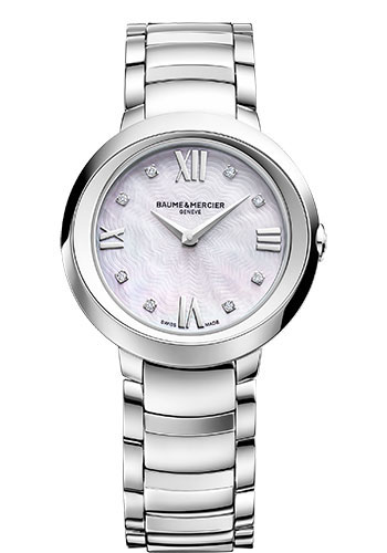 Baume & Mercier Promesse Quartz Watch - Diamond-Set - Mother-of-Pearl - 30 mm Steel Case - Diamond Mother-Of-Pearl Dial - Steel Bracelet