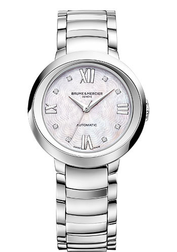Baume & Mercier Promesse Automatic Watch - Diamond-Set - Mother-of-Pearl - 30 mm Steel Case - Diamond Mother-Of-Pearl Dial - Steel Bracelet