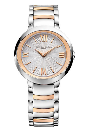 Baume & Mercier Promesse Quartz Watch - Pink Gold Capped - 30 mm Pink Gold Capped Steel Case - Silver Dial - Two-Tone Bracelet