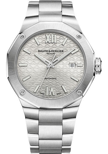 Baume & Mercier Riviera Automatic Watch - Date Display - 42mm Steel Case - Silver Dial - Steel Bracelet