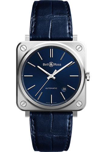 Bell & Ross BR S-92 Blue Steel Watch - Leather Strap