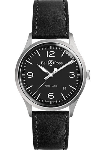 Bell & Ross BR V1-92 Black Steel Watch - Calfskin Strap