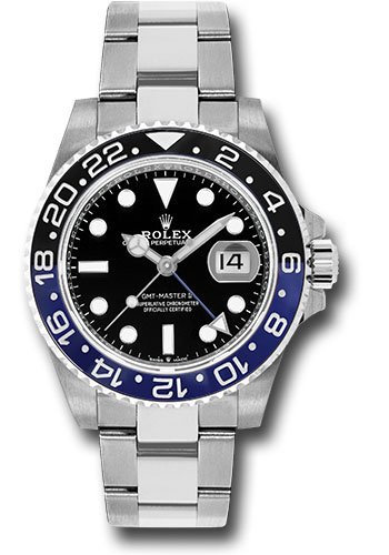 Rolex Steel GMT-Master II 40 Watch - Black And Blue Batman Bezel - Black Dial - Oyster Bracelet - 2021 Release