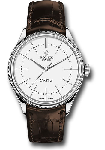 Rolex Rolex Cellini Time Watch - White Gold - White Dial - Brown Leather Strap