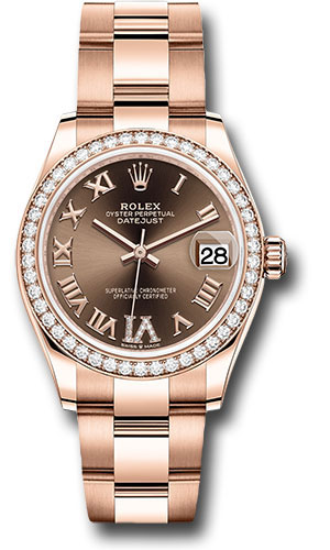 Rolex Everose Gold Datejust 31 Watch - Diamond Bezel - Chocolate Diamond Six Dial - Oyster Bracelet