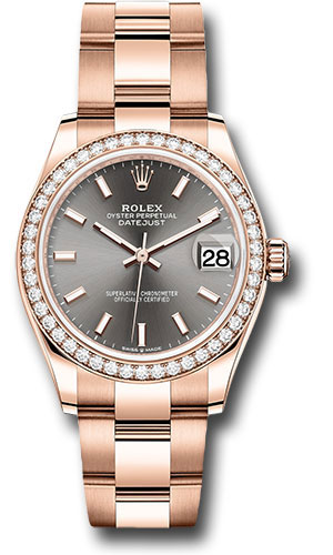 Rolex Everose Gold Datejust 31 Watch - Diamond Bezel - Rhodium Index Dial - Oyster Bracelet