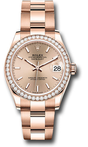 Rolex Everose Gold Datejust 31 Watch - Diamond Bezel - Rosé Index Dial - Oyster Bracelet