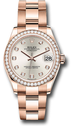 Rolex Everose Gold Datejust 31 Watch - Diamond Bezel - Silver Diamond Dial - Oyster Bracelet