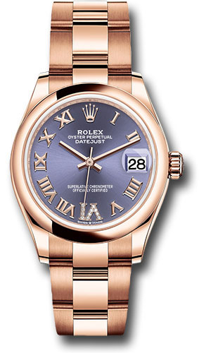Rolex Everose Gold Datejust 31 Watch - Domed Bezel - Aubergine Diamond Six Dial - Oyster Bracelet