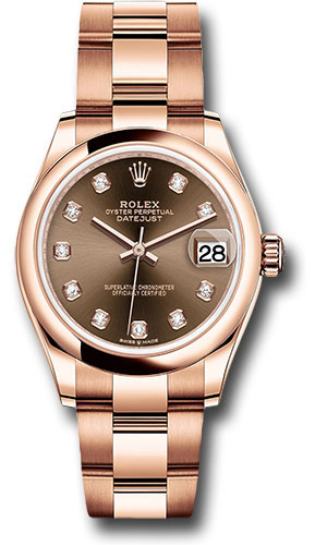 Rolex Everose Gold Datejust 31 Watch - Domed Bezel - Chocolate Diamond Dial - Oyster Bracelet