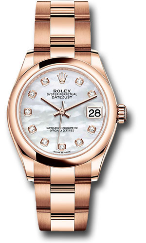 Rolex Everose Gold Datejust 31 Watch - Domed Bezel - Silver Diamond Dial - Oyster Bracelet