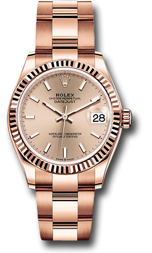 Rolex Everose Gold Datejust 31 Watch - Fluted Bezel - Rosé Index Dial - Oyster Bracelet