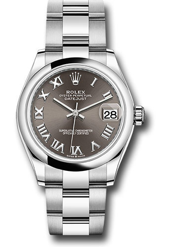 Rolex Steel and White Gold Datejust 31 Watch - Domed Bezel - Dark Grey Roman Dial - Oyster Bracelet