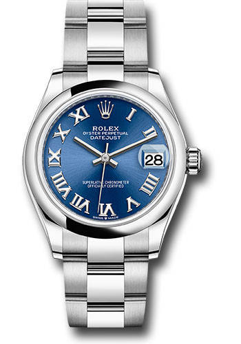 Rolex Steel Datejust 31 Watch - Domed Bezel - Blue Roman Dial - Oyster Bracelet