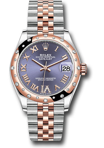 Rolex Steel and Everose Gold Datejust 31 Watch - 24 Diamond Bezel - Chocolate Diamond Roman VI Dial - Jubilee Bracelet