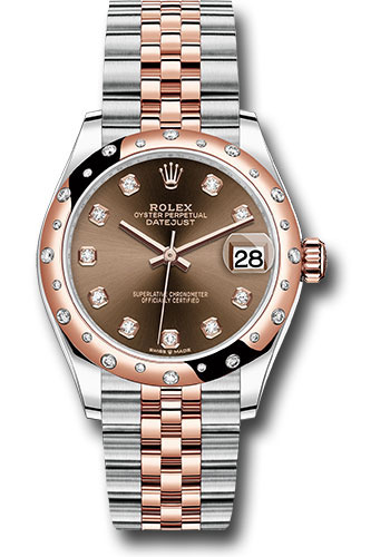 Rolex Steel and Everose Gold Datejust 31 Watch - 24 Diamond Bezel - White Roman Dial - Jubilee Bracelet