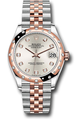 Rolex Steel and Everose Gold Datejust 31 Watch - 24 Diamond Bezel - Rosé Diamond Dial - Jubilee Bracelet