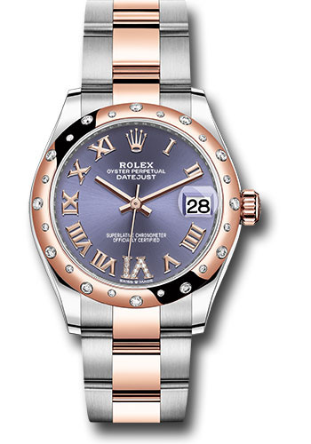 Rolex Steel and Everose Gold Datejust 31 Watch - 24 Diamond Bezel - Chocolate Diamond Roman VI Dial - Oyster Bracelet