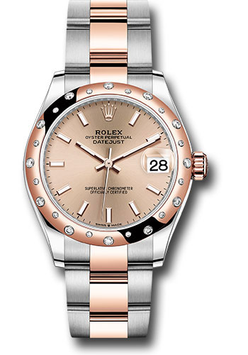 Rolex Steel and Everose Gold Datejust 31 Watch - 24 Diamond Bezel - Rosé Roman Dial - Oyster Bracelet