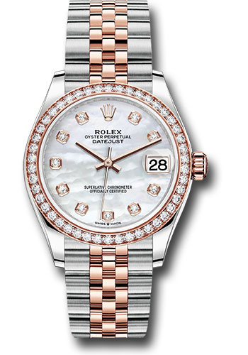 Rolex Steel and Everose Gold Datejust 31 Watch - 46 Diamond Bezel - Mother-of-Pearl Diamond Dial - Jubilee Bracelet