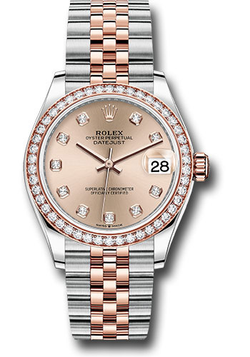 Rolex Steel and Everose Gold Datejust 31 Watch - 46 Diamond Bezel - Rosé Diamond Dial - Jubilee Bracelet
