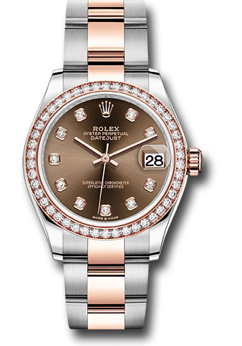 Rolex Steel and Everose Gold Datejust 31 Watch - 46 Diamond Bezel - Chocolate Diamond Dial - Oyster Bracelet