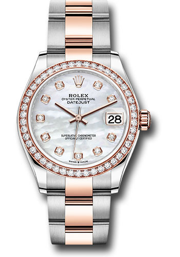 Rolex Steel and Everose Gold Datejust 31 Watch - 46 Diamond Bezel - Mother-of-Pearl Diamond Dial - Oyster Bracelet