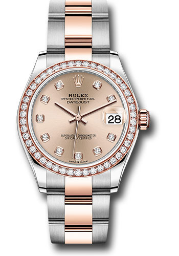 Rolex Steel and Everose Gold Datejust 31 Watch - 46 Diamond Bezel - Rosé Diamond Dial - Oyster Bracelet
