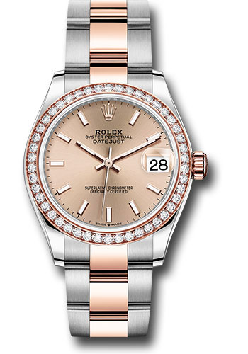 Rolex Steel and Everose Gold Datejust 31 Watch - 46 Diamond Bezel - Rosé Index Dial - Oyster Bracele