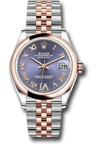 Rolex Steel and Everose Gold Datejust 31 Watch - Domed Bezel - Chocolate Diamond Roman VI Dial - Jubilee Bracelet