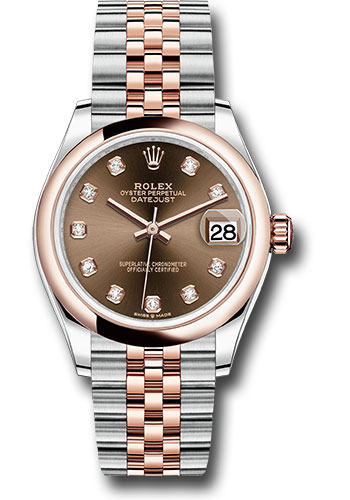 Rolex Steel and Everose Gold Datejust 31 Watch - Domed Bezel - White Roman Dial - Jubilee Bracelet