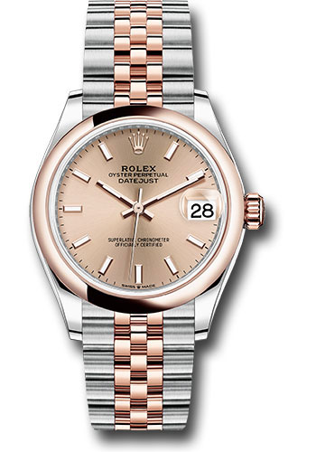 Rolex Steel and Everose Gold Datejust 31 Watch - Domed Bezel - Rosé Roman Dial - Jubilee Bracelet