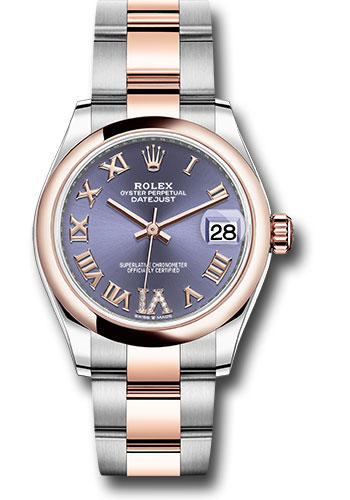 Rolex Steel and Everose Gold Datejust 31 Watch - Domed Bezel - Chocolate Diamond Roman VI Dial - Oyster Bracelet