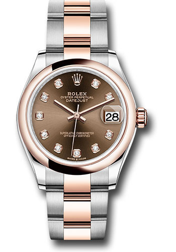 Rolex Steel and Everose Gold Datejust 31 Watch - Domed Bezel - White Roman Dial - Oyster Bracelet