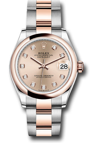 Rolex Steel and Everose Gold Datejust 31 Watch - Domed Bezel - Chocolate Diamond Dial - Oyster Bracelet