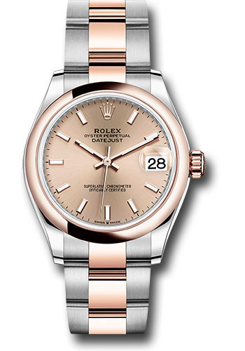 Rolex Steel and Everose Gold Datejust 31 Watch - Domed Bezel - Rosé Roman Dial - Oyster Bracelet